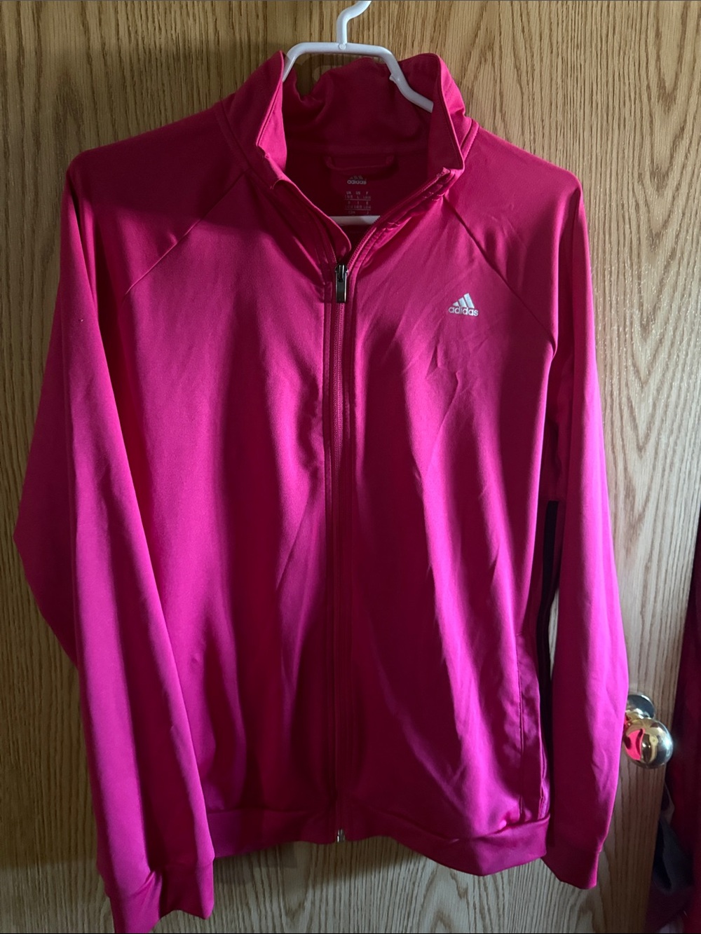 adidas Women's Hot Pink Full-Zip Bomber Jacket